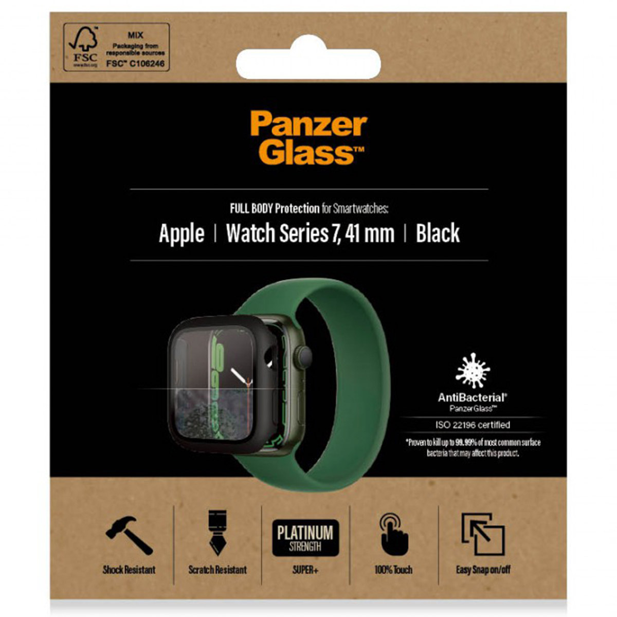 PanzerGlass Full Body Case Apple Watch Series 7 / 8 / 9 (41 mm) – Zwart
