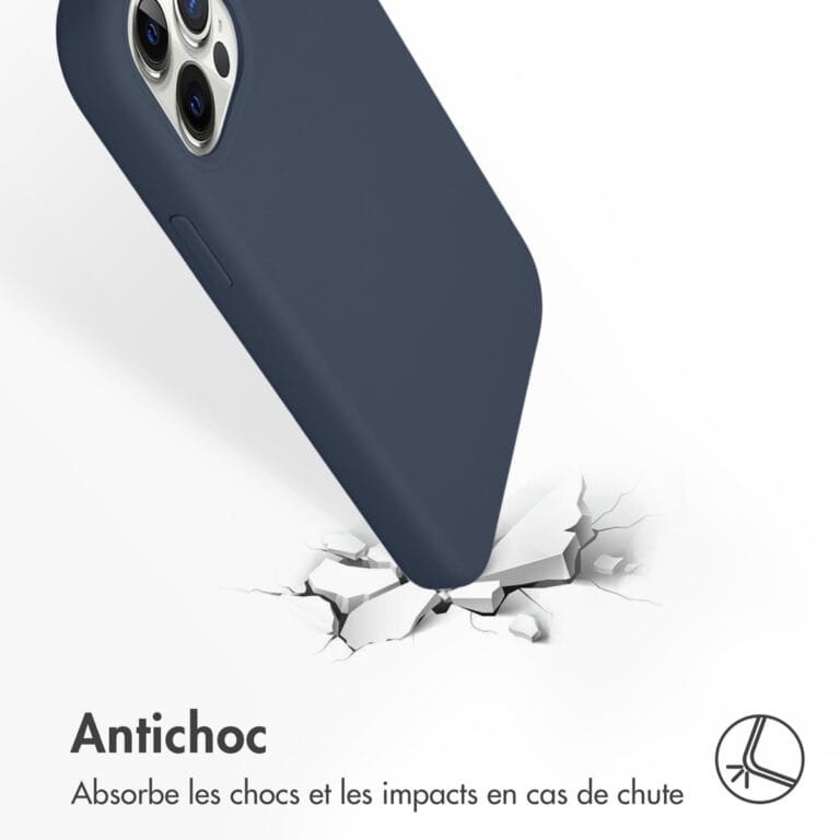 Accezz Liquid Silicone Backcover met MagSafe iPhone 12 (Pro) - Donkerblauw - Afbeelding 4