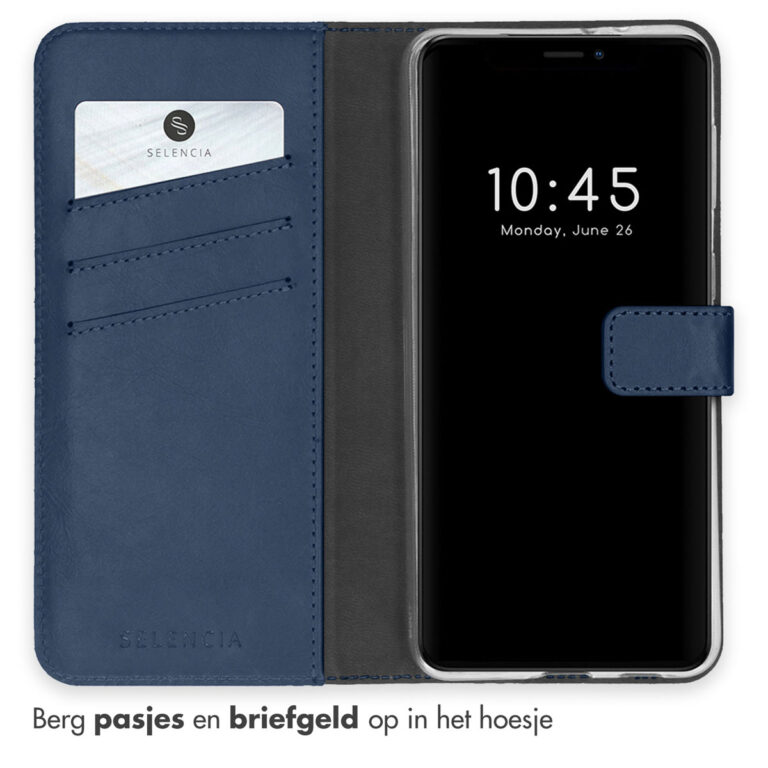Selencia Echt Leren Bookcase iPhone 13 - Blauw - Afbeelding 3