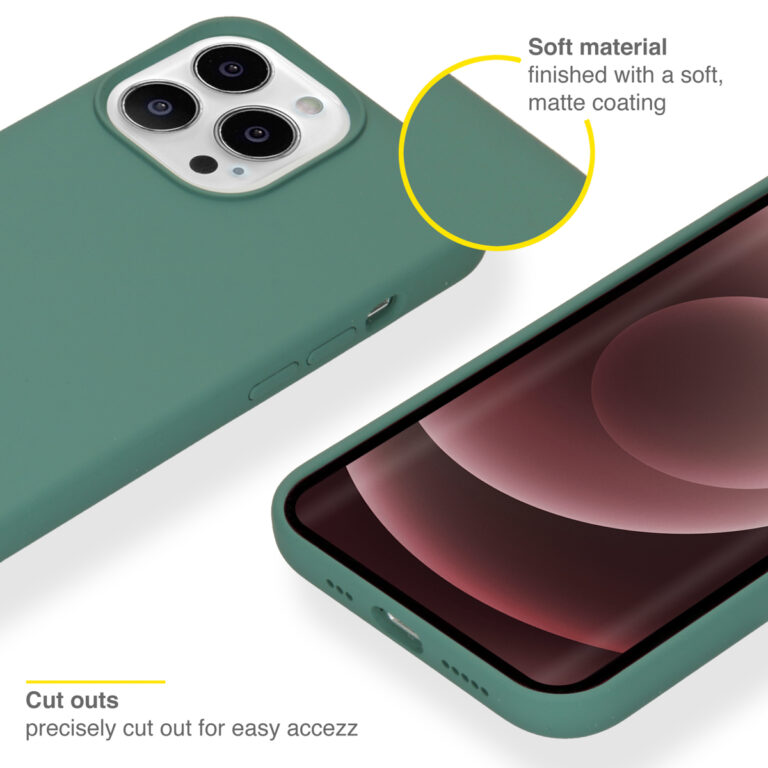 Accezz Liquid Silicone Backcover iPhone 13 Pro Max - Donkergroen - Afbeelding 2