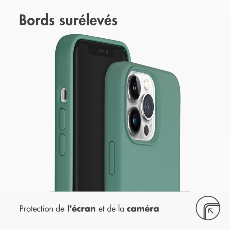 Accezz Liquid Silicone Backcover iPhone 13 Pro - Donkergroen - Afbeelding 6