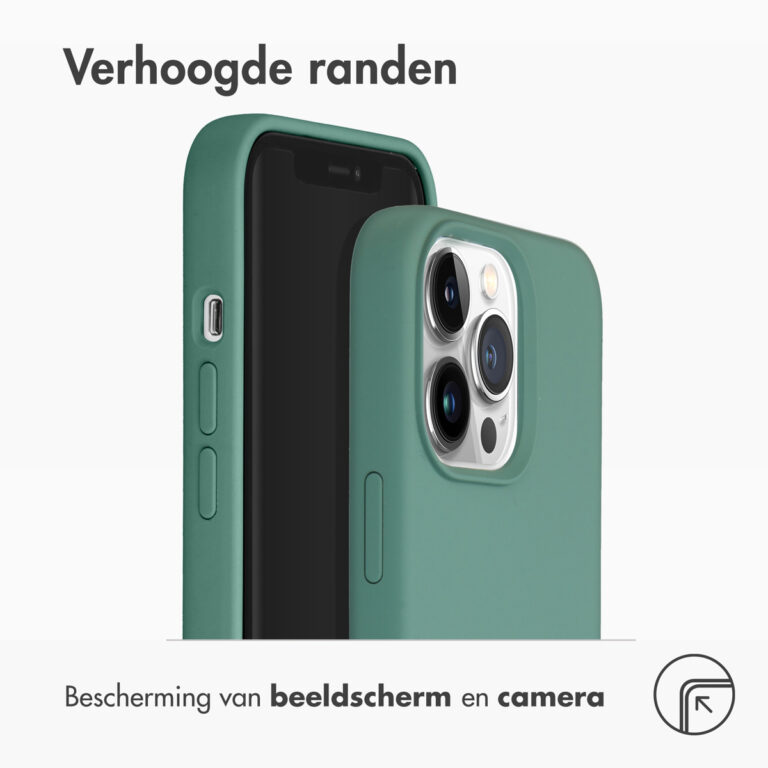 Accezz Liquid Silicone Backcover iPhone 13 Pro - Donkergroen - Afbeelding 3