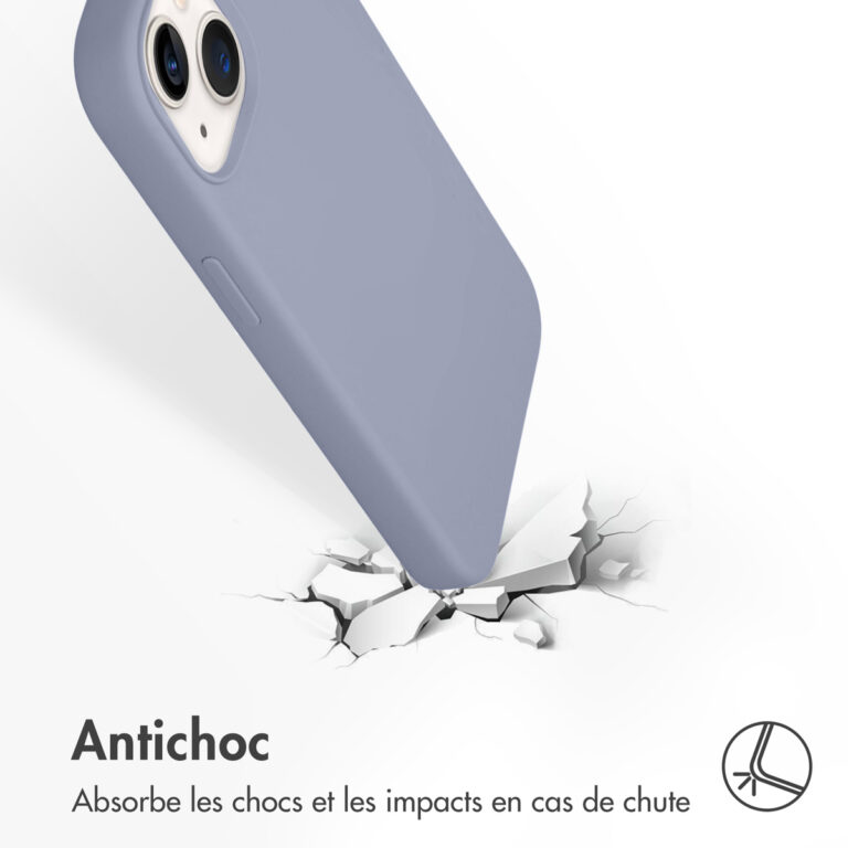 Accezz Liquid Silicone Backcover iPhone 13 - Lavender Gray - Afbeelding 10