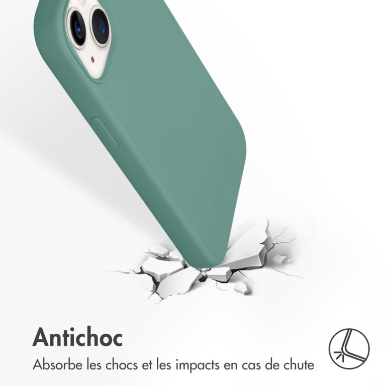 Accezz Liquid Silicone Backcover iPhone 13 - Donkergroen - Afbeelding 7