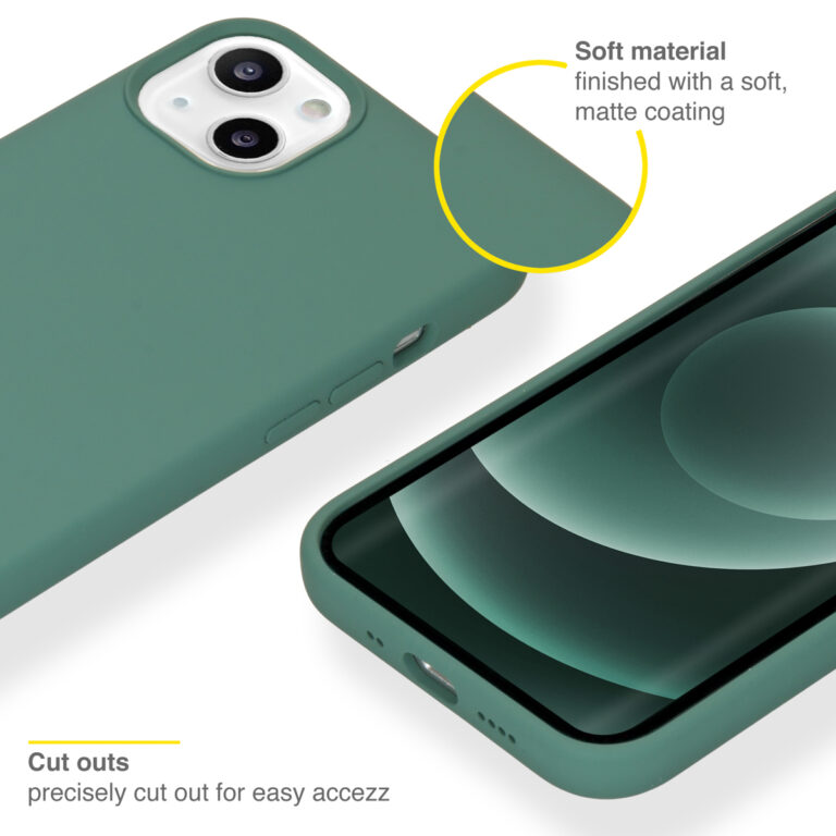 Accezz Liquid Silicone Backcover iPhone 13 Mini - Donkergroen - Afbeelding 2