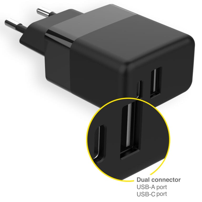 Accezz Wall Charger - Oplader - USB-C en USB aansluiting - Power Delivery - 20 Watt - Black - Afbeelding 5