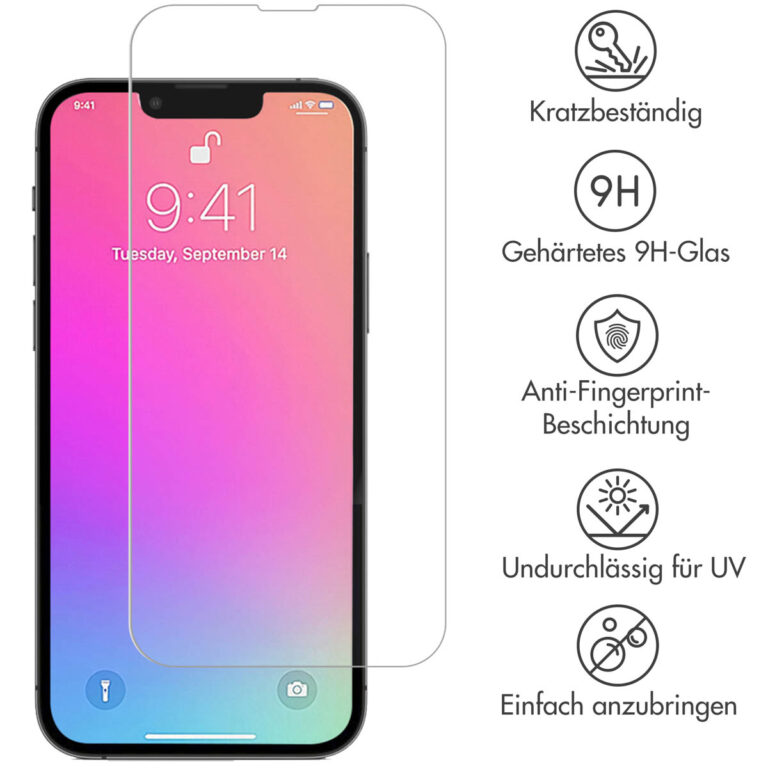 Selencia Gehard Glas Screenprotector iPhone 13 / 13 Pro / 14 / 16e - Afbeelding 4