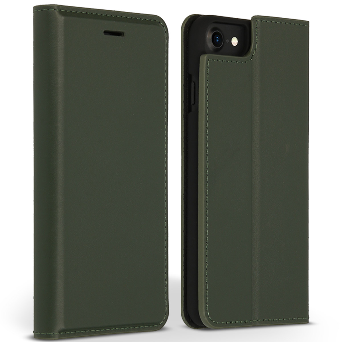 Accezz Premium Leather Slim Bookcase iPhone SE (2022 / 2020) / 8 / 7 / 6(s) – Groen