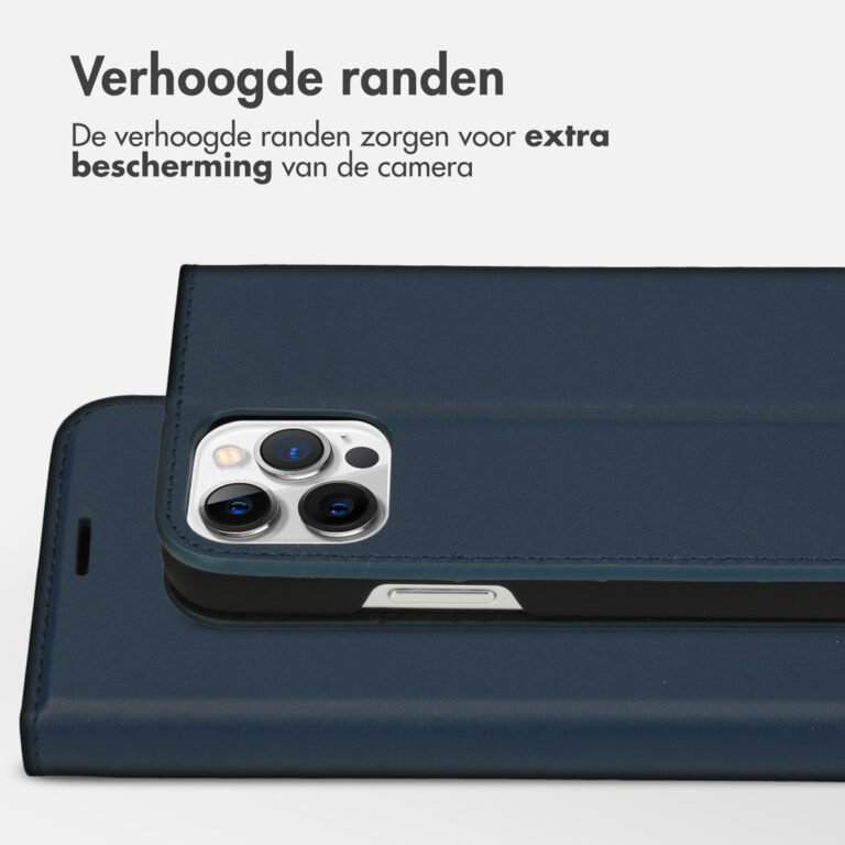 Accezz Premium Leather Slim Bookcase iPhone 12 (Pro) - Donkerblauw - Afbeelding 8