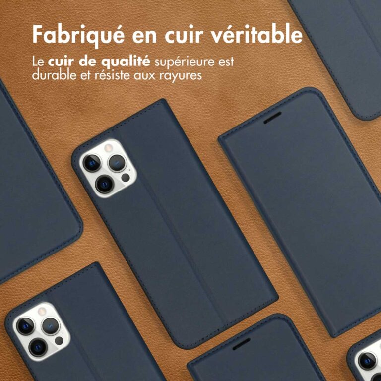 Accezz Premium Leather Slim Bookcase iPhone 12 (Pro) - Donkerblauw - Afbeelding 9
