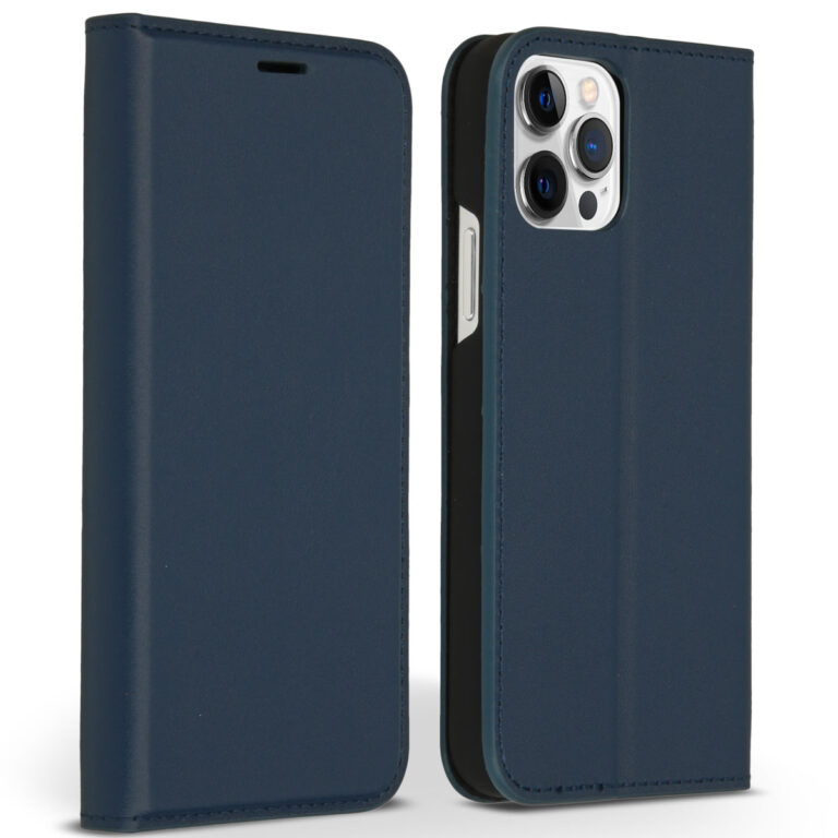 Accezz Premium Leather Slim Bookcase iPhone 12 (Pro) - Donkerblauw - Afbeelding 5