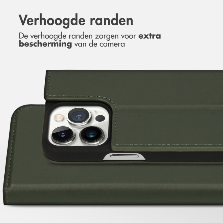 Accezz Premium Leather Slim Bookcase iPhone 13 Pro - Groen - Afbeelding 8
