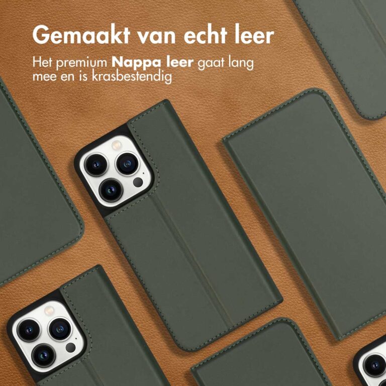 Accezz Premium Leather Slim Bookcase iPhone 13 Pro - Groen - Afbeelding 6