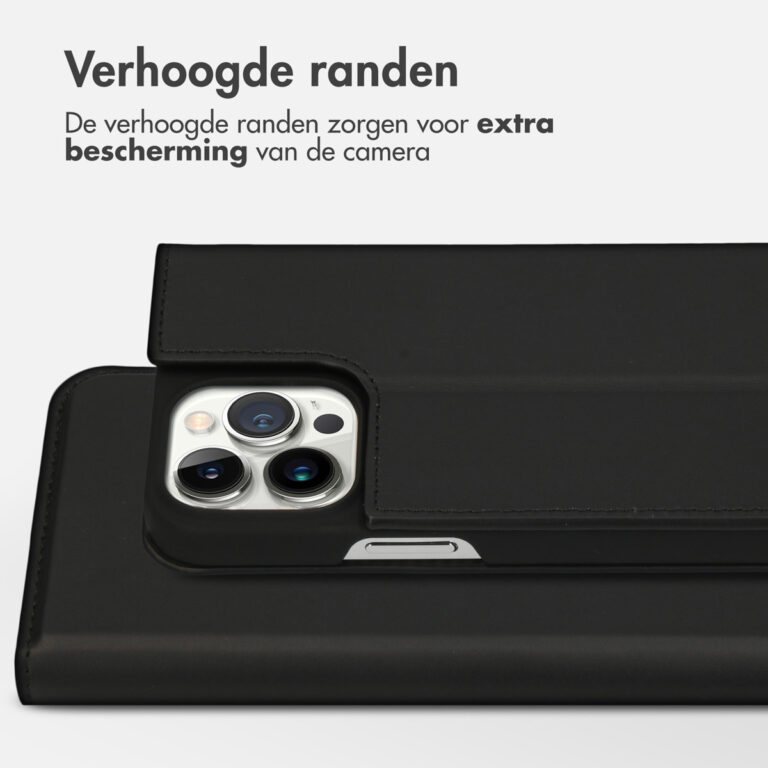 Accezz Premium Leather Slim Bookcase iPhone 13 Pro Max - Zwart - Afbeelding 8