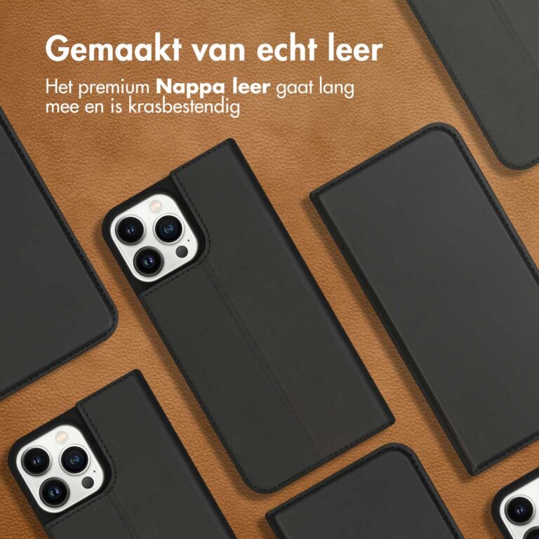 Accezz Premium Leather Slim Bookcase iPhone 13 Pro Max - Zwart - Afbeelding 6
