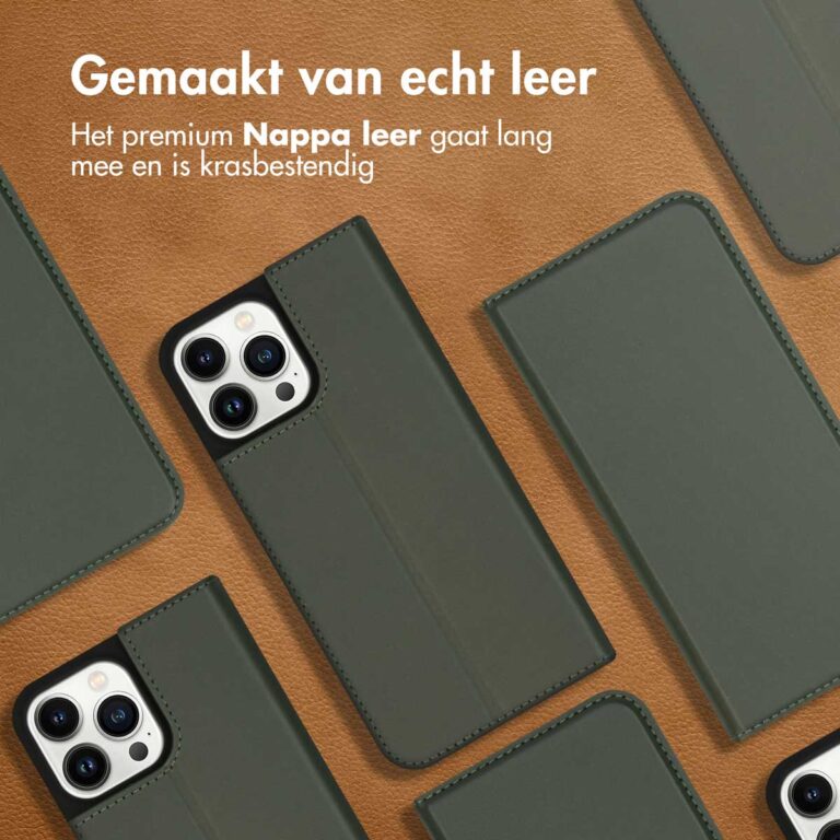 Accezz Premium Leather Slim Bookcase iPhone 13 Pro Max - Groen - Afbeelding 6