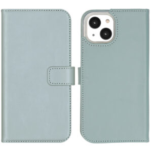 Selencia Echt Leren Bookcase iPhone 14 - Air Blue
