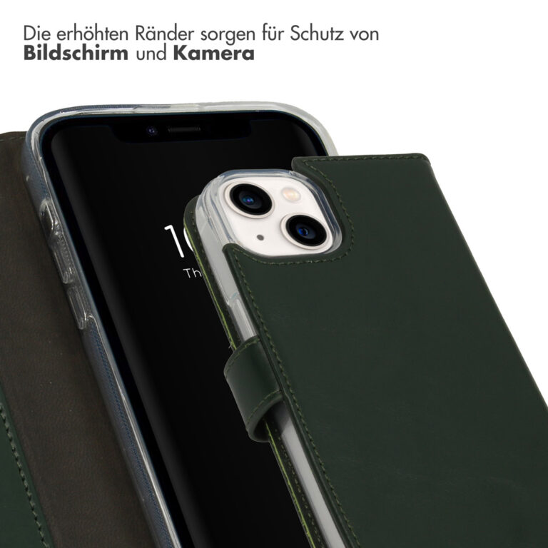 Selencia Echt Leren Bookcase iPhone 14 - Groen - Afbeelding 8