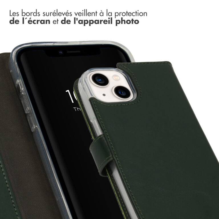 Selencia Echt Leren Bookcase iPhone 14 - Groen - Afbeelding 5
