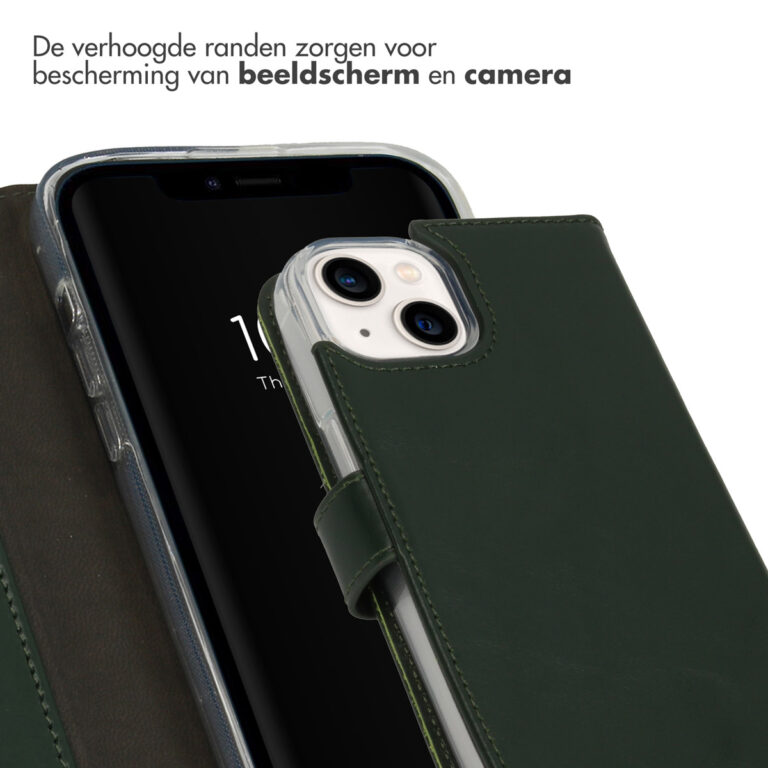 Selencia Echt Leren Bookcase iPhone 14 - Groen - Afbeelding 2
