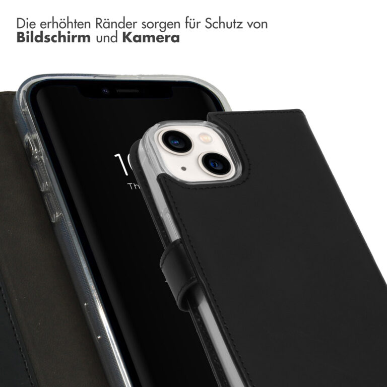 Selencia Echt Leren Bookcase iPhone 14 - Zwart - Afbeelding 8