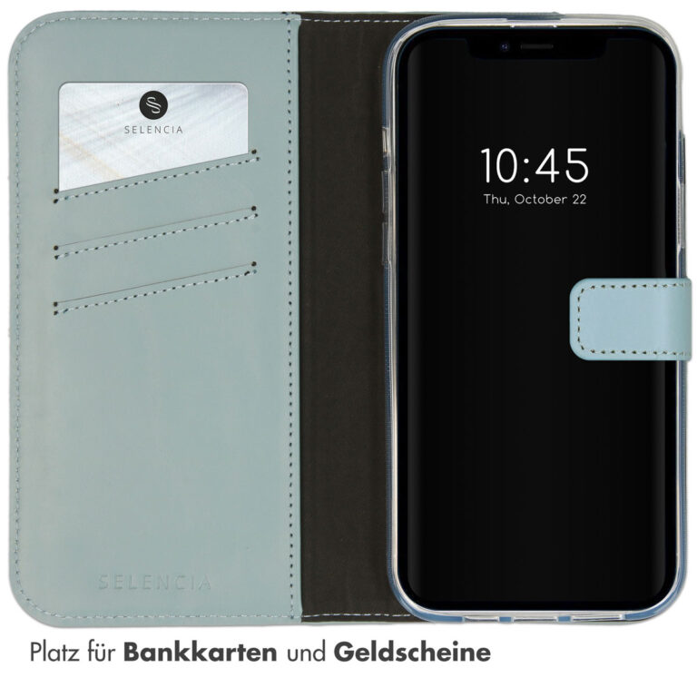 Selencia Echt Leren Bookcase iPhone 14 Plus - Air Blue - Afbeelding 9