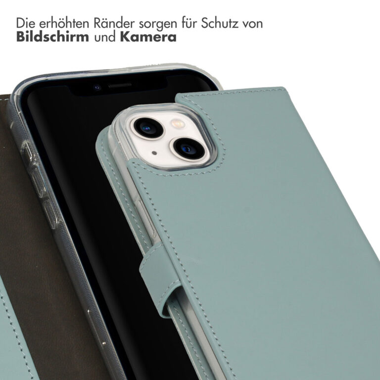 Selencia Echt Leren Bookcase iPhone 14 Plus - Air Blue - Afbeelding 8
