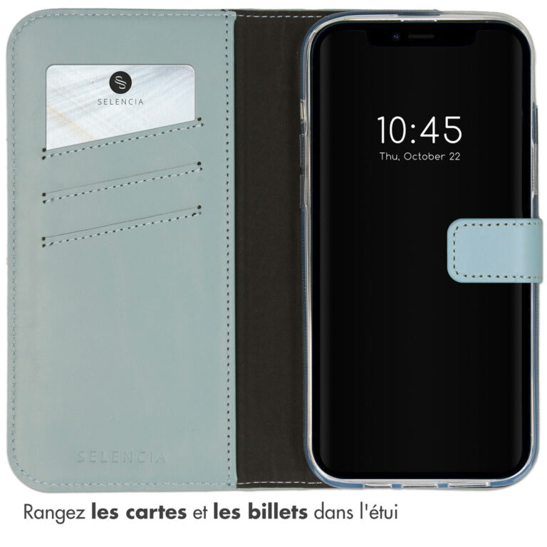 Selencia Echt Leren Bookcase iPhone 14 Plus - Air Blue - Afbeelding 6