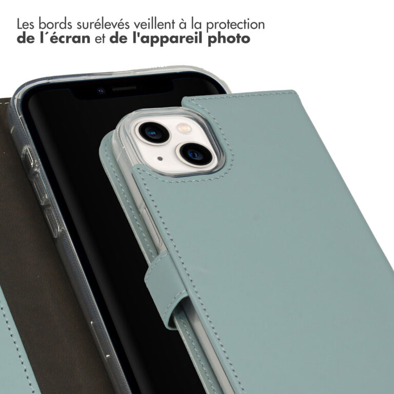 Selencia Echt Leren Bookcase iPhone 14 Plus - Air Blue - Afbeelding 5