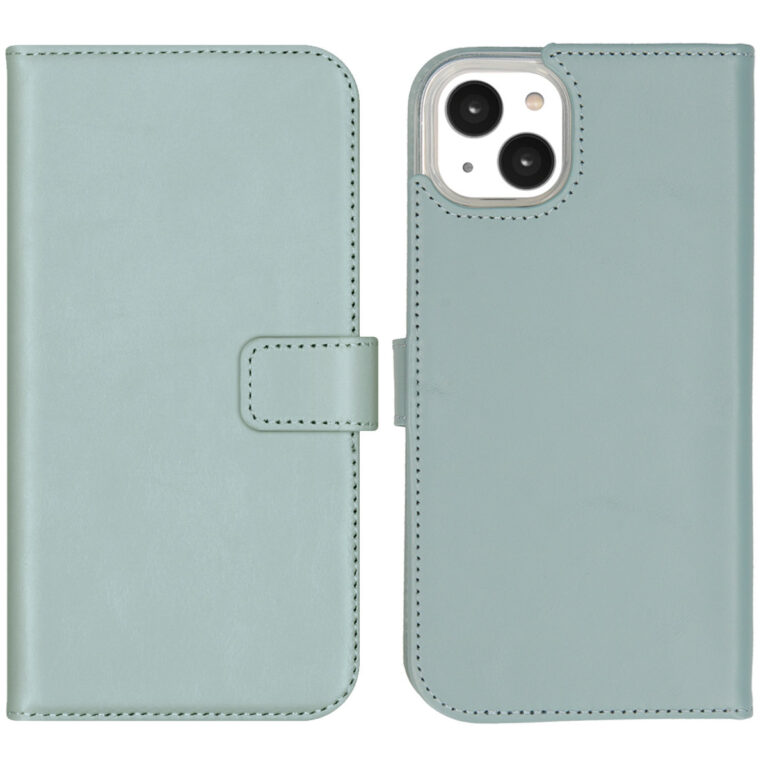 Selencia Echt Leren Bookcase iPhone 14 Plus - Air Blue