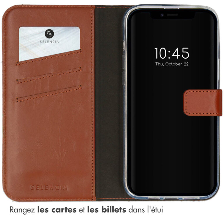Selencia Echt Leren Bookcase iPhone 14 Plus - Lichtbruin - Afbeelding 6