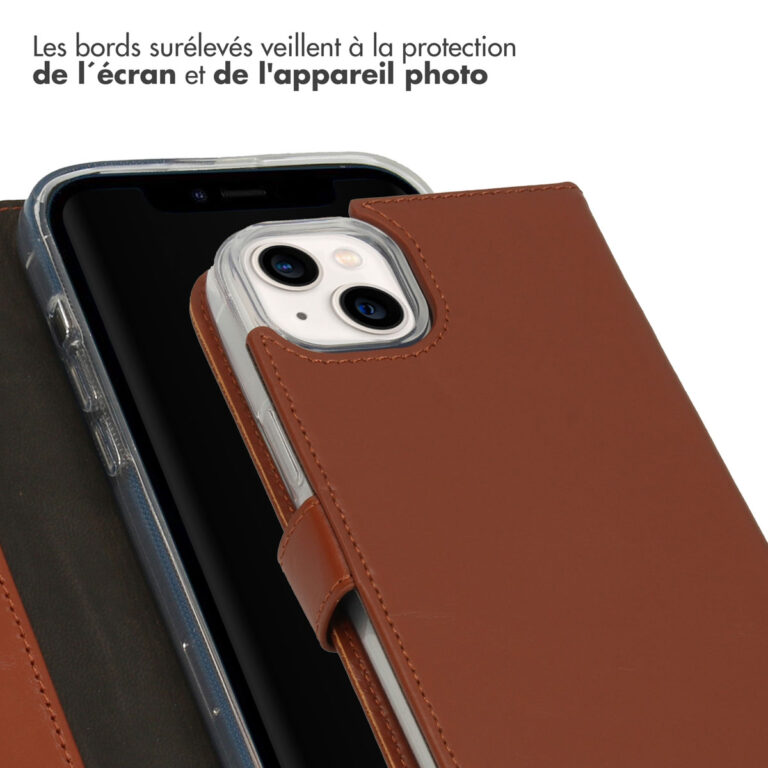 Selencia Echt Leren Bookcase iPhone 14 Plus - Lichtbruin - Afbeelding 5