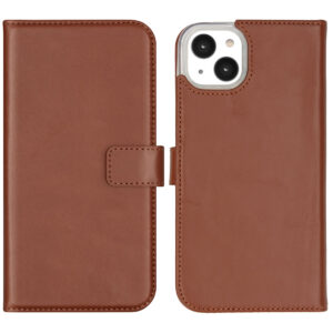 Selencia Echt Leren Bookcase iPhone 14 Plus - Lichtbruin