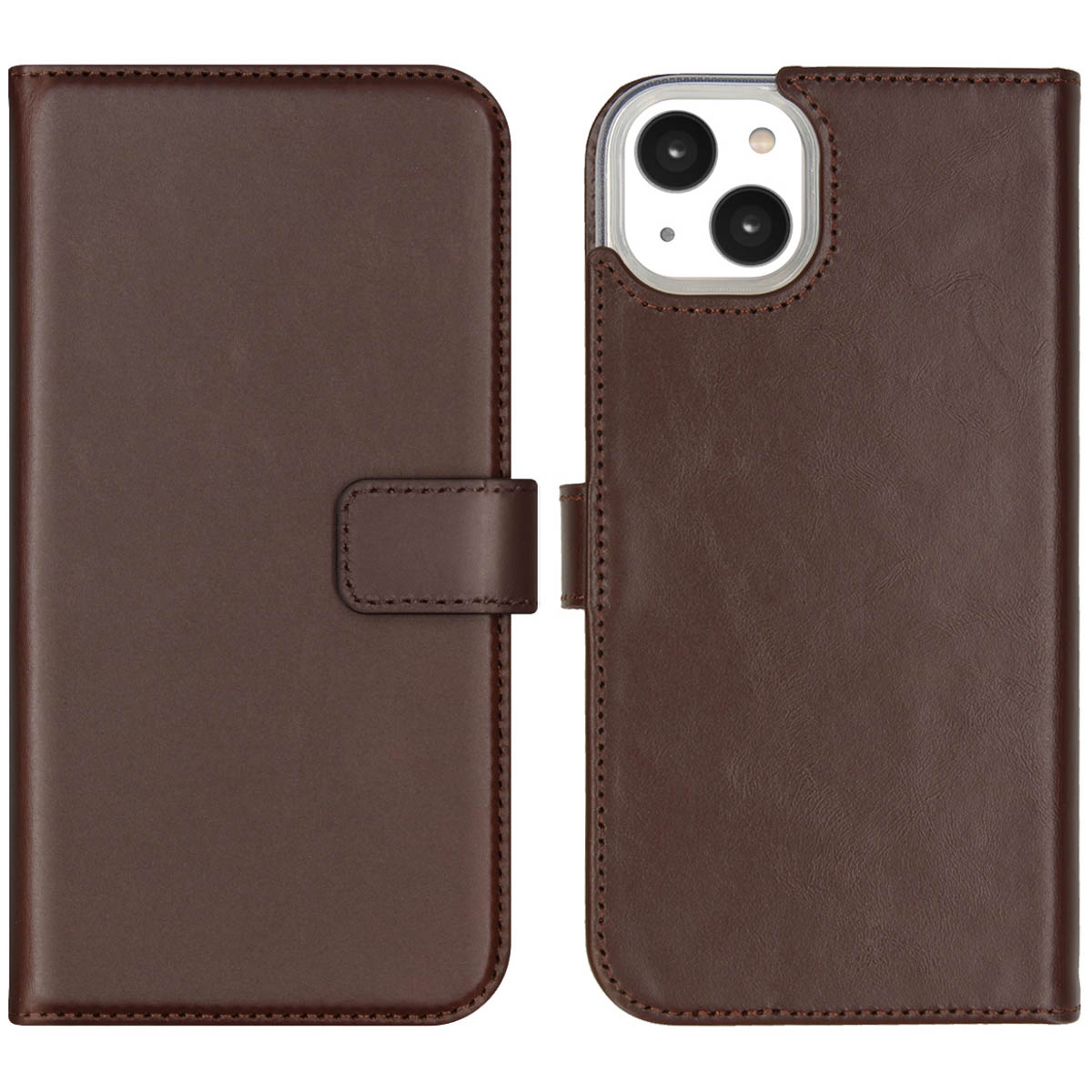 Selencia Echt Leren Bookcase iPhone 14 Plus – Bruin