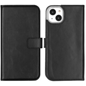 Selencia Echt Leren Bookcase iPhone 14 Plus - Zwart