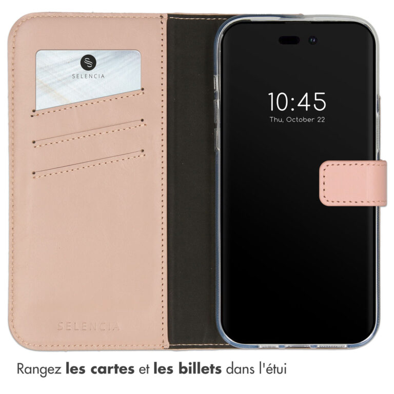 Selencia Echt Leren Bookcase iPhone 14 Pro Max - Dusty Pink - Afbeelding 6