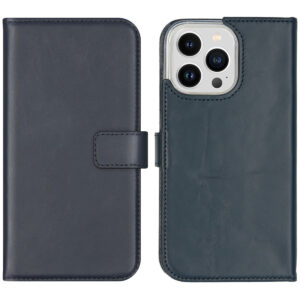 Selencia Echt Leren Bookcase iPhone 14 Pro Max - Blauw