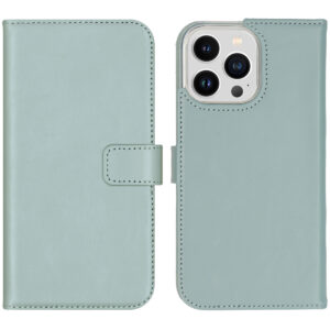 Selencia Echt Leren Bookcase iPhone 14 Pro Max - Air Blue