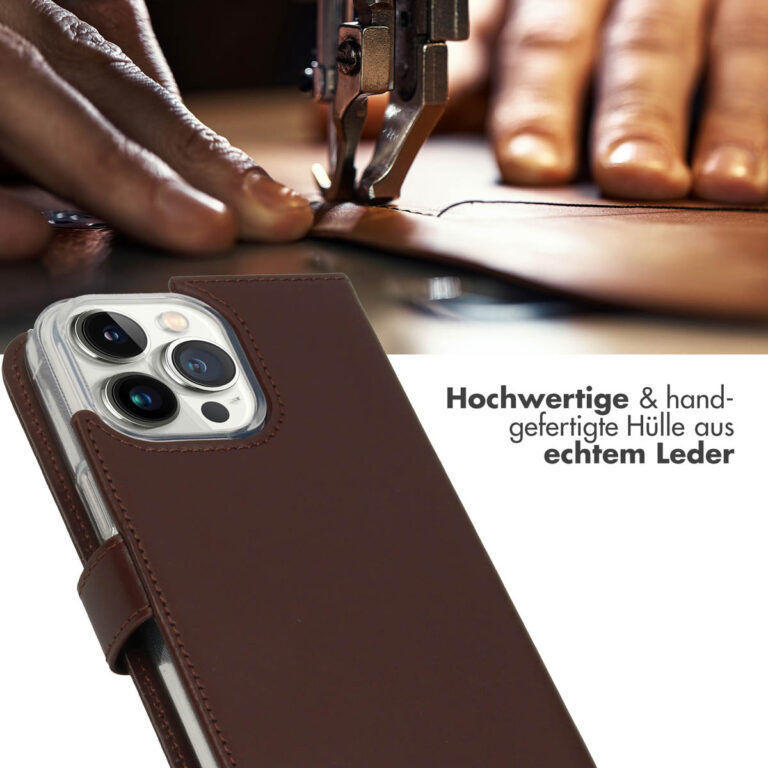 Selencia Echt Leren Bookcase iPhone 14 Pro Max - Bruin - Afbeelding 10