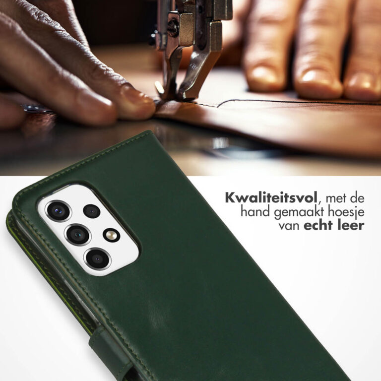Selencia Echt Leren Bookcase Samsung Galaxy A53 - Groen - Afbeelding 4