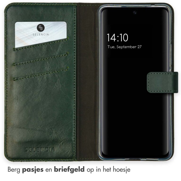 Selencia Echt Leren Bookcase Samsung Galaxy A53 - Groen - Afbeelding 3