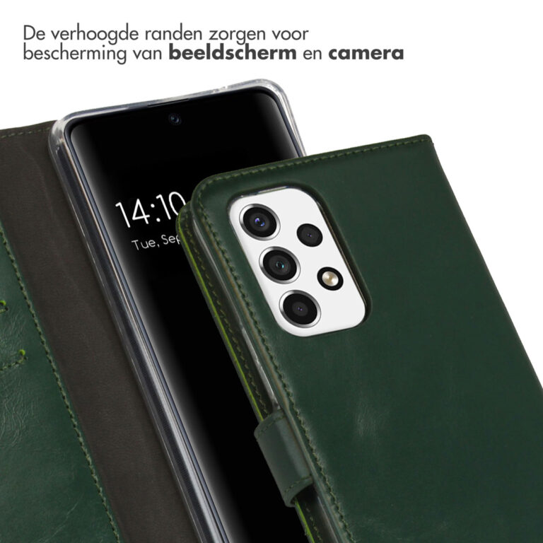 Selencia Echt Leren Bookcase Samsung Galaxy A53 - Groen - Afbeelding 2