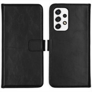 Selencia Echt Leren Bookcase Samsung Galaxy A53 - Zwart