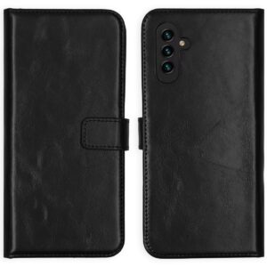 Selencia Echt Leren Bookcase Samsung Galaxy A13 (5G) / A04s - Zwart