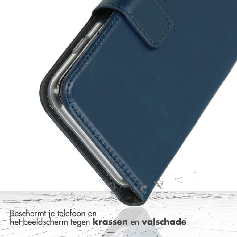 Selencia Echt Leren Bookcase Samsung Galaxy S22 - Blauw - Afbeelding 6