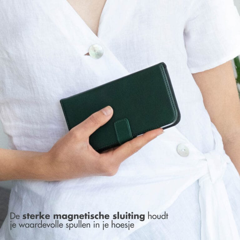 Selencia Echt Leren Bookcase iPhone 13 Pro Max - Groen - Afbeelding 6