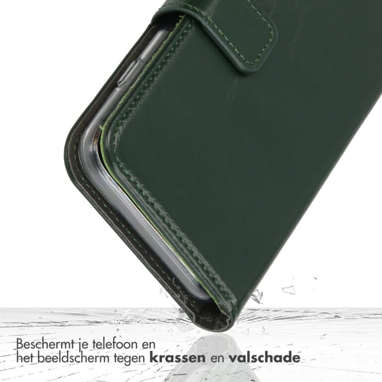 Selencia Echt Leren Bookcase iPhone 13 Pro Max - Groen - Afbeelding 4