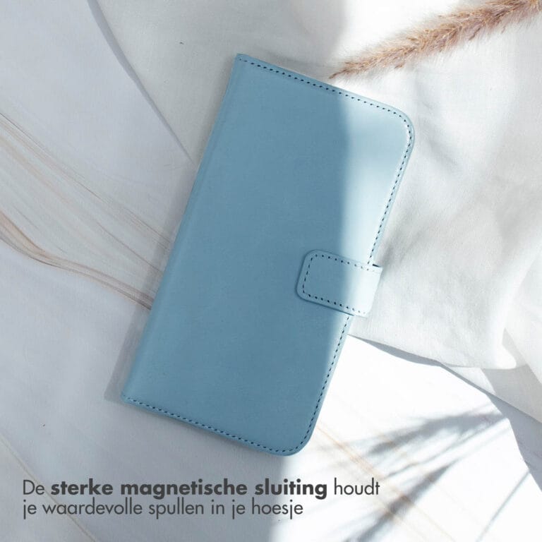 Selencia Echt Leren Bookcase Samsung Galaxy S22 - Lichtblauw - Afbeelding 5