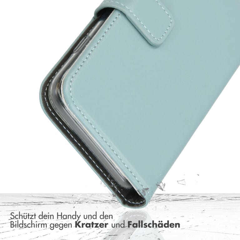 Selencia Echt Leren Bookcase iPhone 13 Mini - Lichtblauw - Afbeelding 10