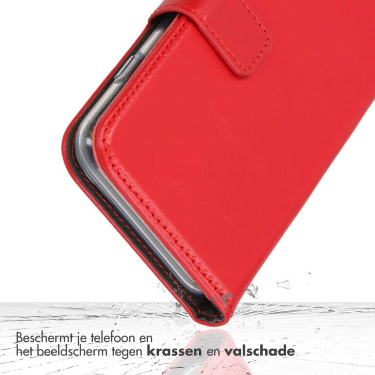 Selencia Echt Leren Bookcase iPhone 13 Pro Max - Rood - Afbeelding 4